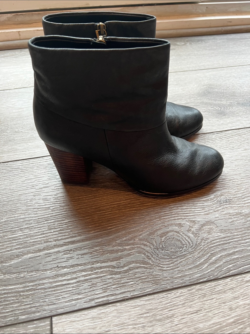 Cole Haan Black Leather Ankle Boots with Block Heel and Nike Air-Size 8